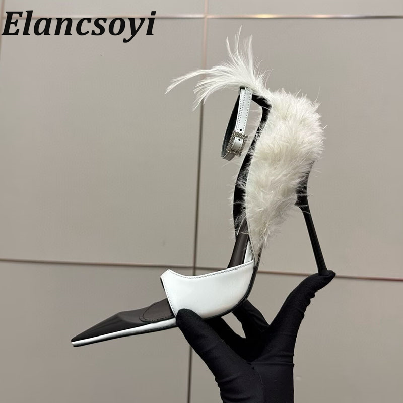 Women Shoes Size 7 - 여성용 깃털 장식 하이힐 펌프스 -