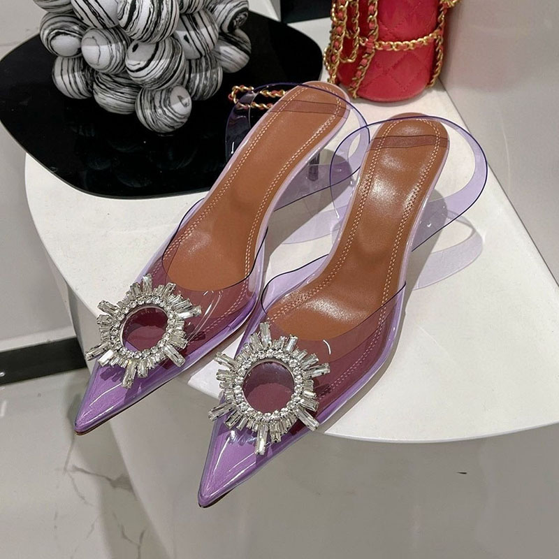 Clear Strap Heel - 뾰족한 앞코 투명 PVC 얇은 하이힐