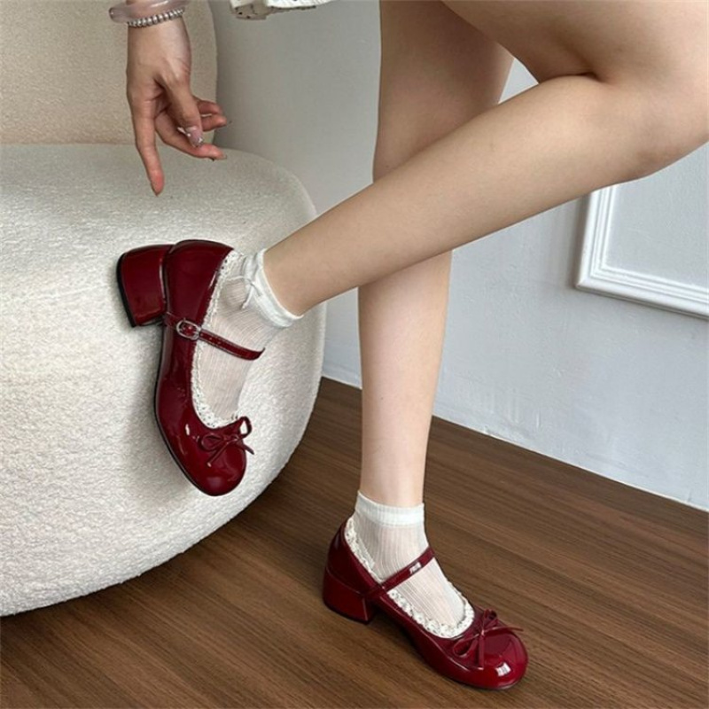 Women'S Shoes Burgundy - 2026 봄/가을 여성용 고급 발레 메리