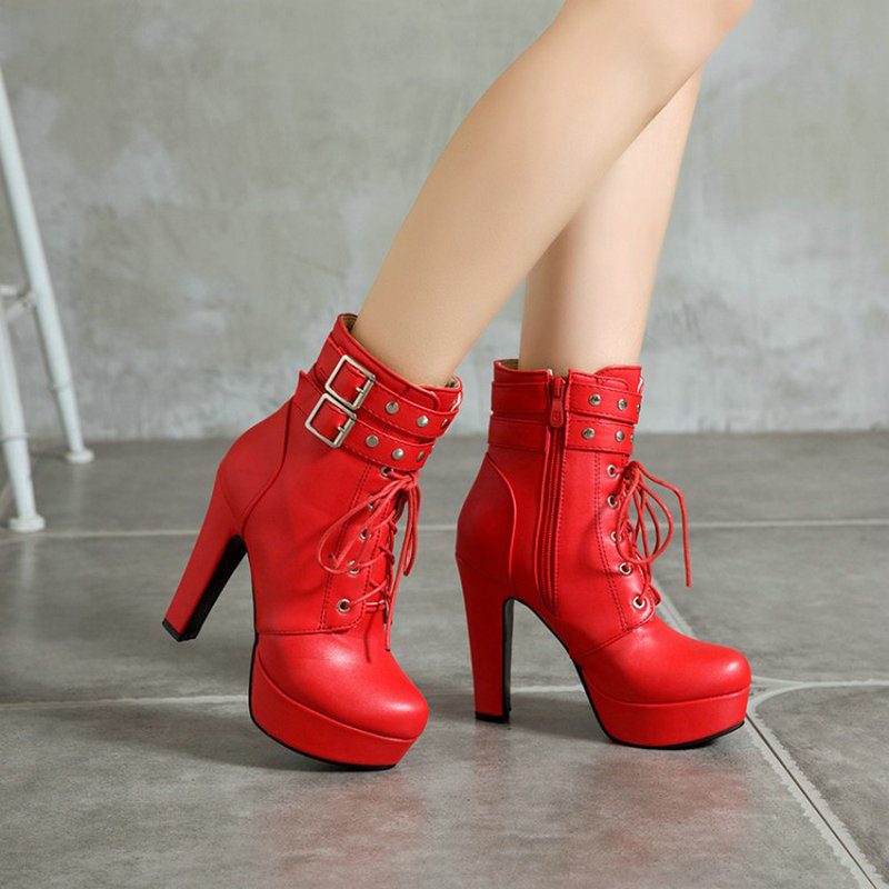 Women Shoes For Big Feet - 겨울용 털 안감 노란색 빨간색 여성용