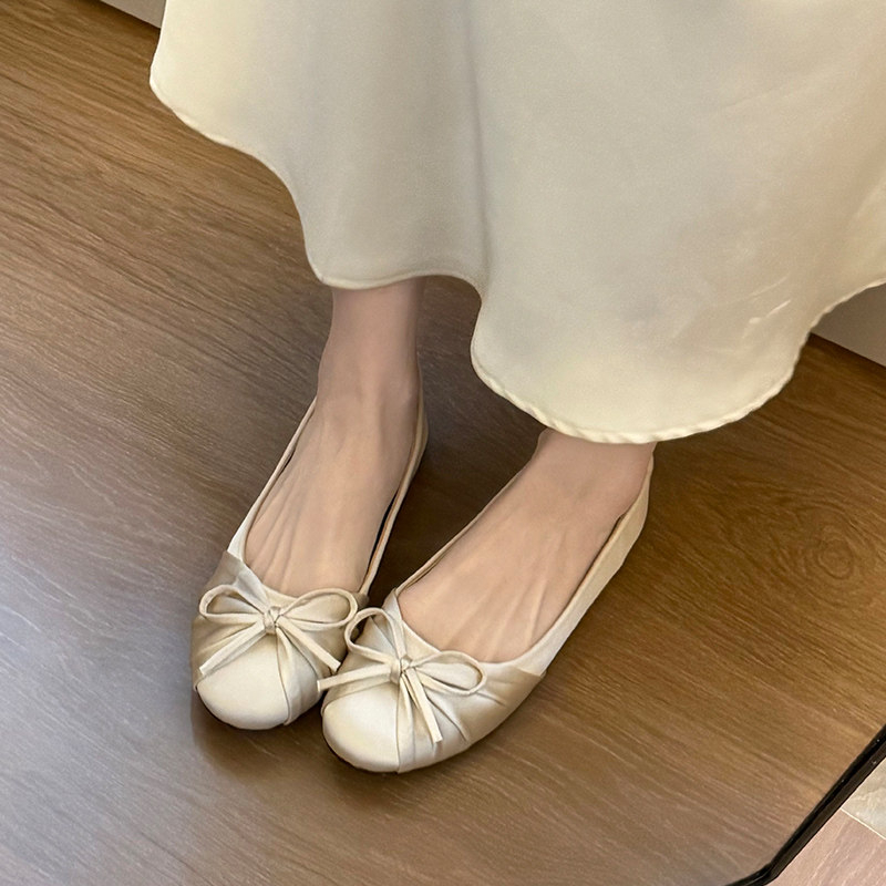 Women Shoes Loafers - 2026년 신상 리본 장식 새틴 얕은