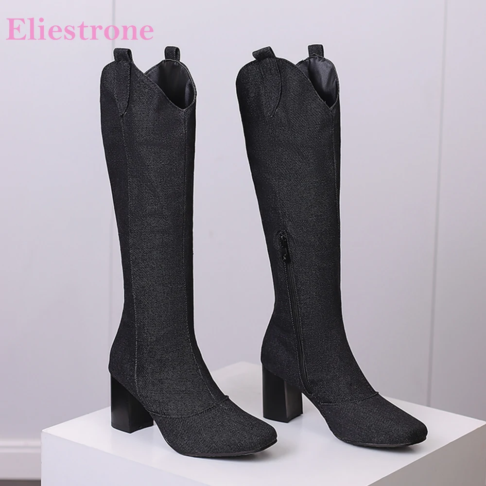 Women'S Shoes In Size 12 - 새로운 겨울 블랙 블루 여성 니하이