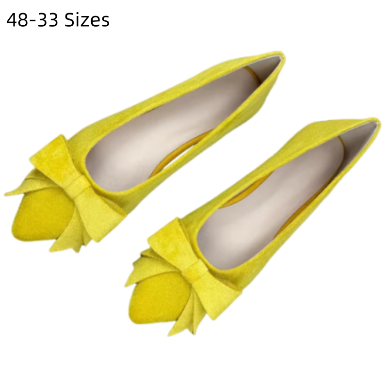 Women Shoes For Big Feet - 레이디 플락 버터플라이 레몬 옐로우 플랫