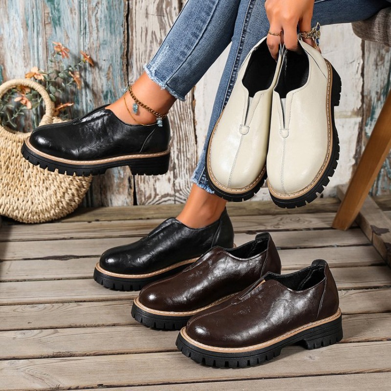 Women Shoes Loafers - 레트로 영국 스타일 여성화 봄 가을