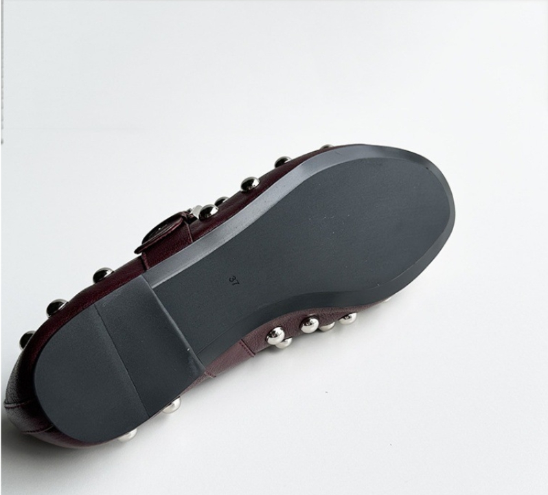 Dave&di 여름 미니멀리스트 양가죽 리벳 버클 발레 - Women'S Shoes Burgundy 리뷰 및 가격