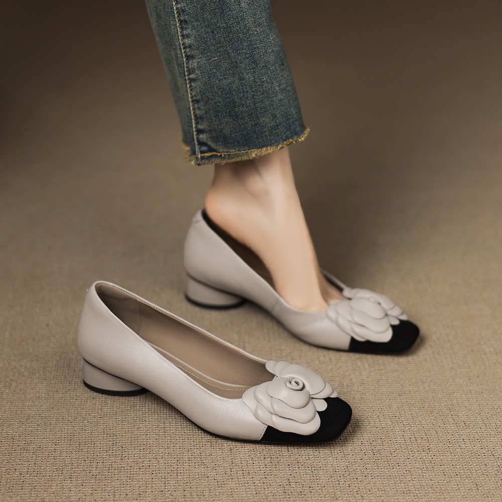 패션 플라워 싱글 슈즈 가을 신상 스퀘어 토 얕은 입구 - Women Shoes Loafers 리뷰 및 가격