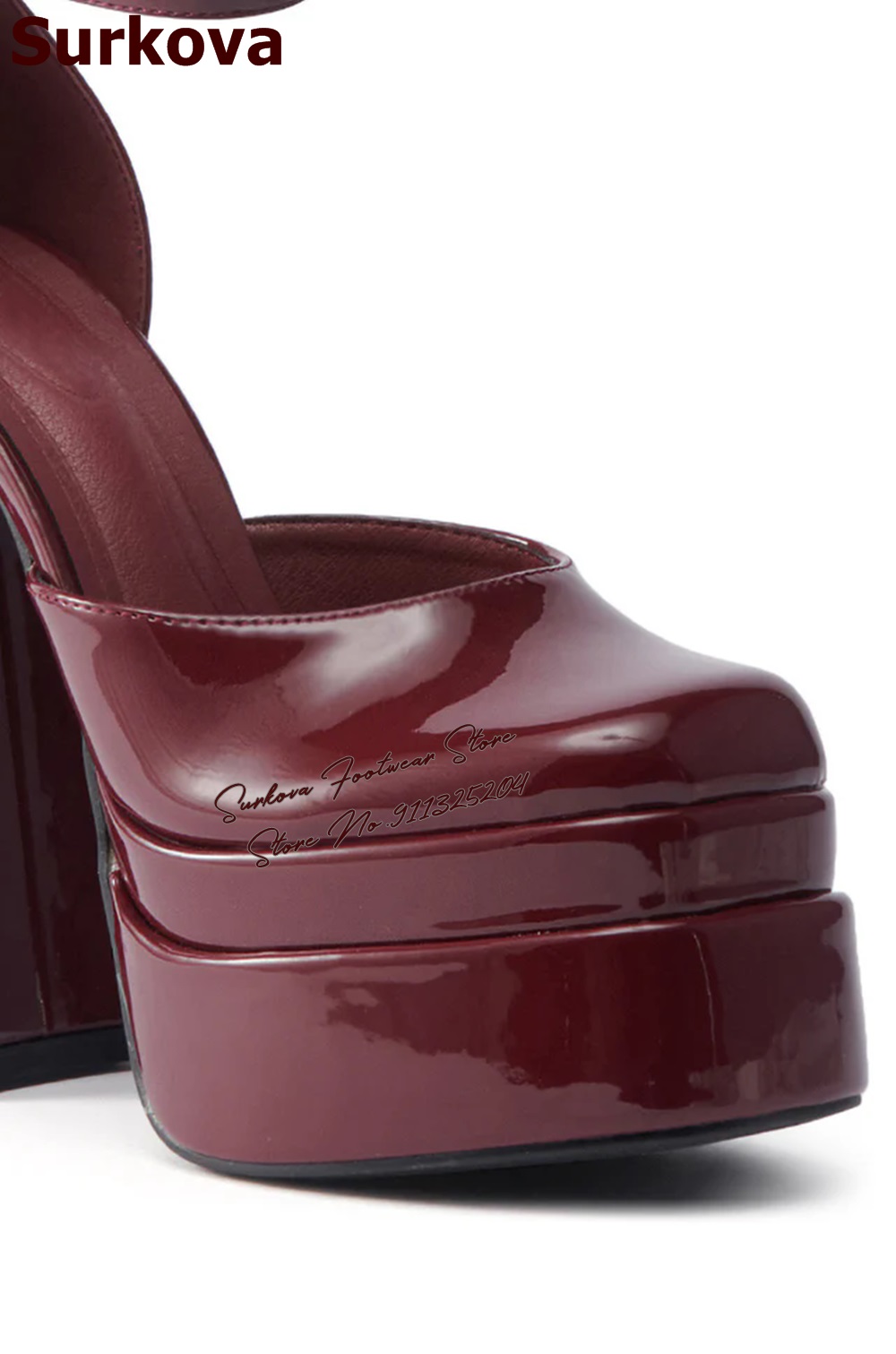Surkova 부르고뉴 특허 가죽 Chunky Heel - Women'S Shoes Burgundy 리뷰 및 가격