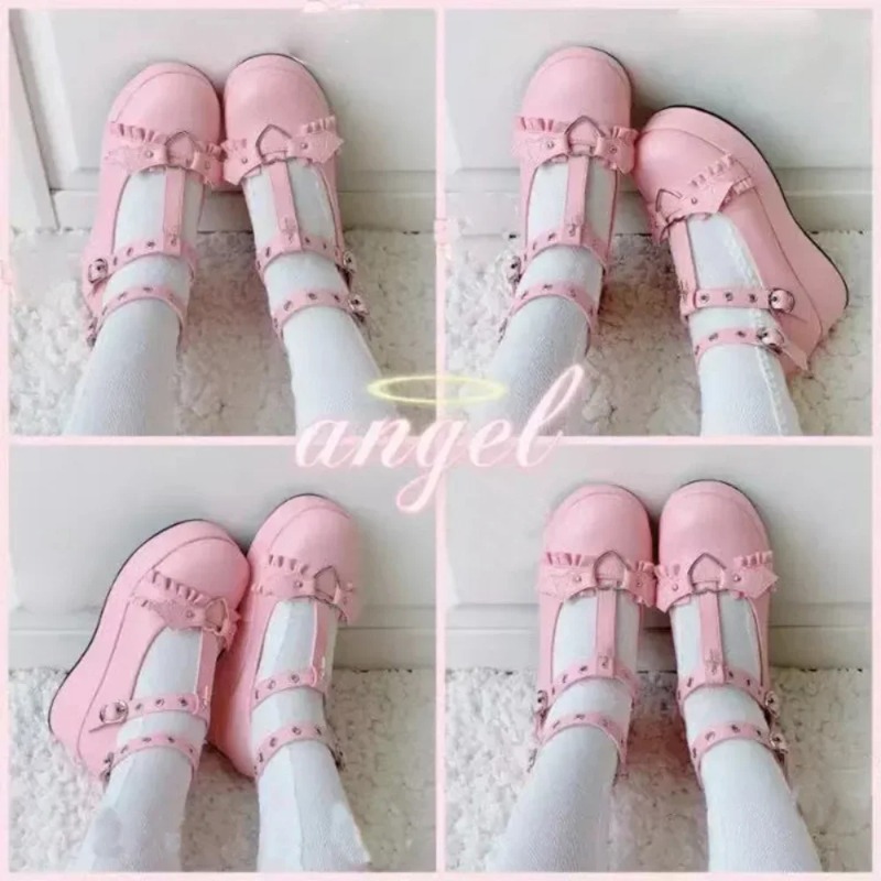 새로운 스위트 하트 버클 웨지 메리 제인 여성 핑크 티 - Women'S Shoes Everyday 리뷰 및 가격
