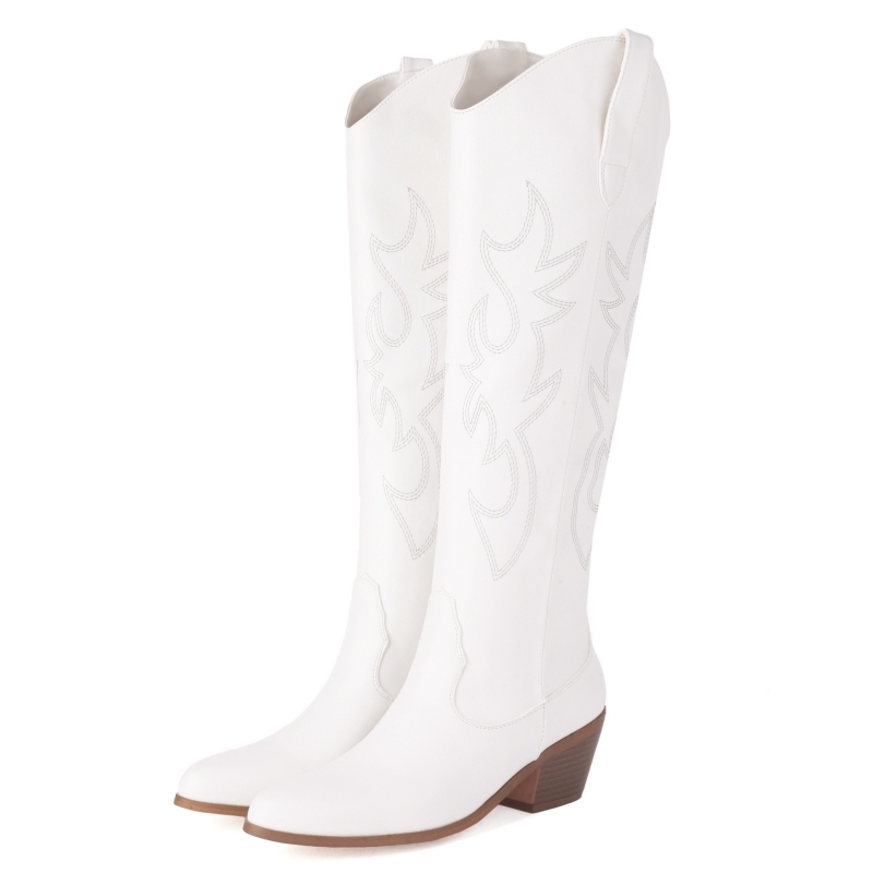 여성용 화이트 무릎 높이 부츠, 웨스턴 카우보이 카우걸 - Women Shoes Size 7 리뷰 및 가격