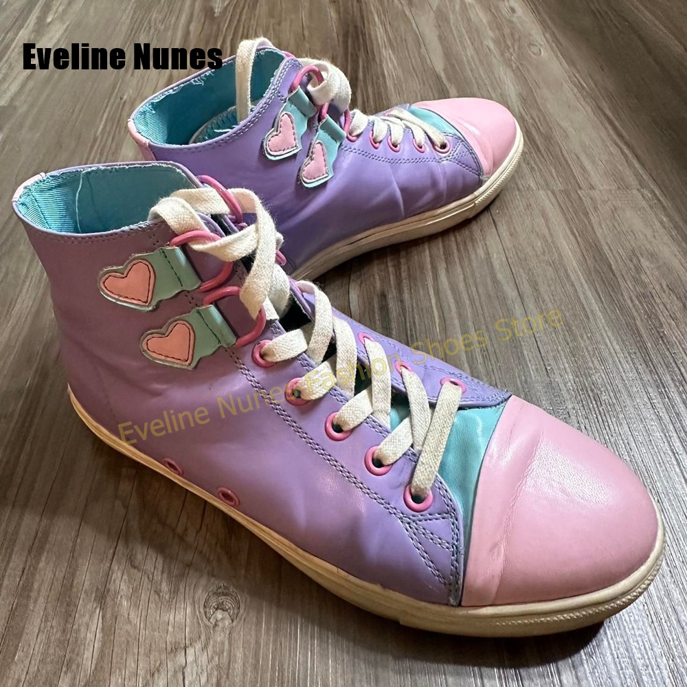 Y2K 걸 스윗 하이탑 스니커즈 컬러 블록 하트 아플리 - Women'S Shoes Casual Sneakers 리뷰 및 가격