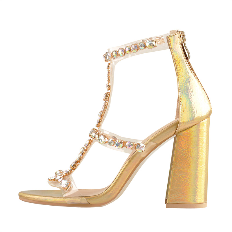 Onlymaker 여성용 골드 라인스톤 글래디에이터 샌 - Clear Strap Heel 리뷰 및 가격