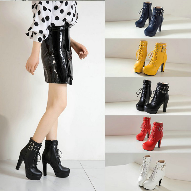 겨울용 털 안감 노란색 빨간색 여성용 하이힐 앵클 부티 - Women Shoes For Big Feet 리뷰 및 가격