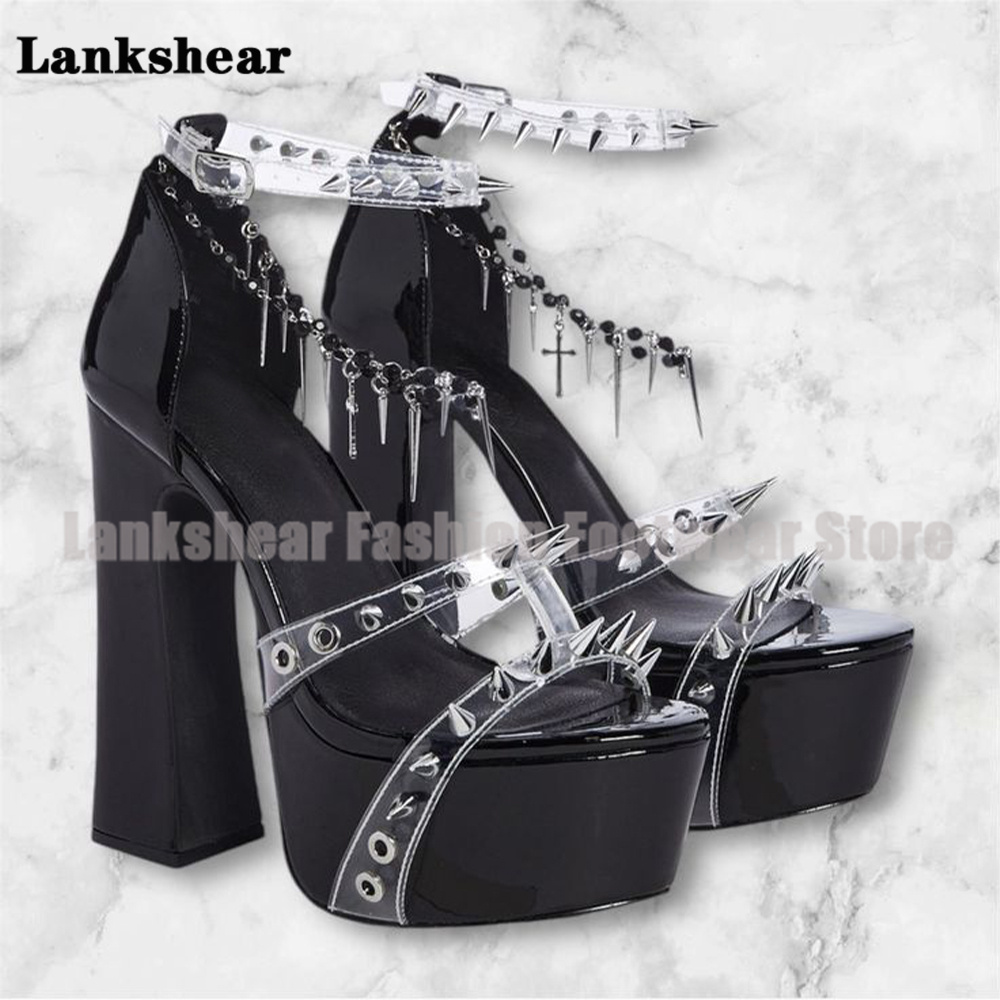 플랫폼 스터드 투명 PVC 샌들 섹시 앵클 스트랩 여성 - Clear Strap Heel 리뷰 및 가격