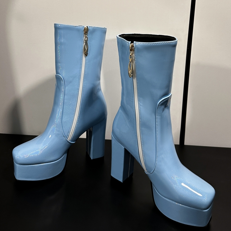 여성용 트렌드 플랫폼 앵클 부츠, 블랙 화이트 블루 핑 - Women Shoes Size 7 리뷰 및 가격