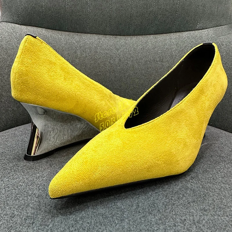 레드 스웨이드 슬립온 펌프스 웨지힐 6cm 섹시 포인티 - Women'S Shoes Burgundy 리뷰 및 가격