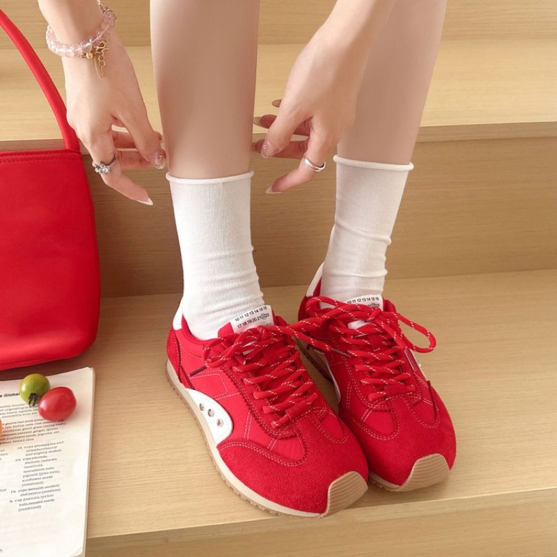 레트로 컬러 블록 스니커즈 여성용 부드러운 플랫 런닝화 - Women Shoes Running 리뷰 및 가격