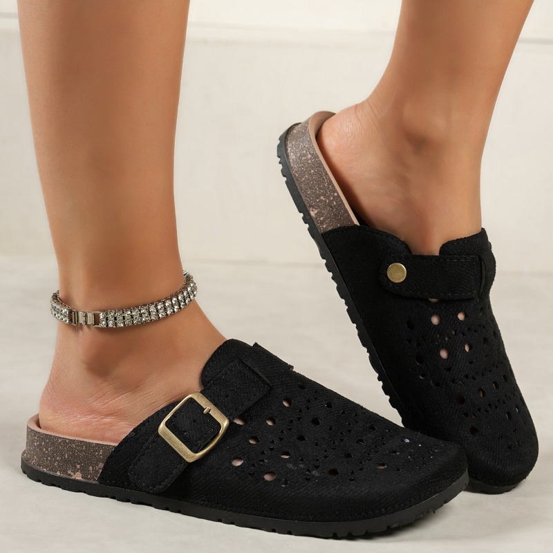 여성용 스웨이드 레이저 컷아웃 버클 뮬 샌들 라운드 토 - Women Shoes Size 7 리뷰 및 가격