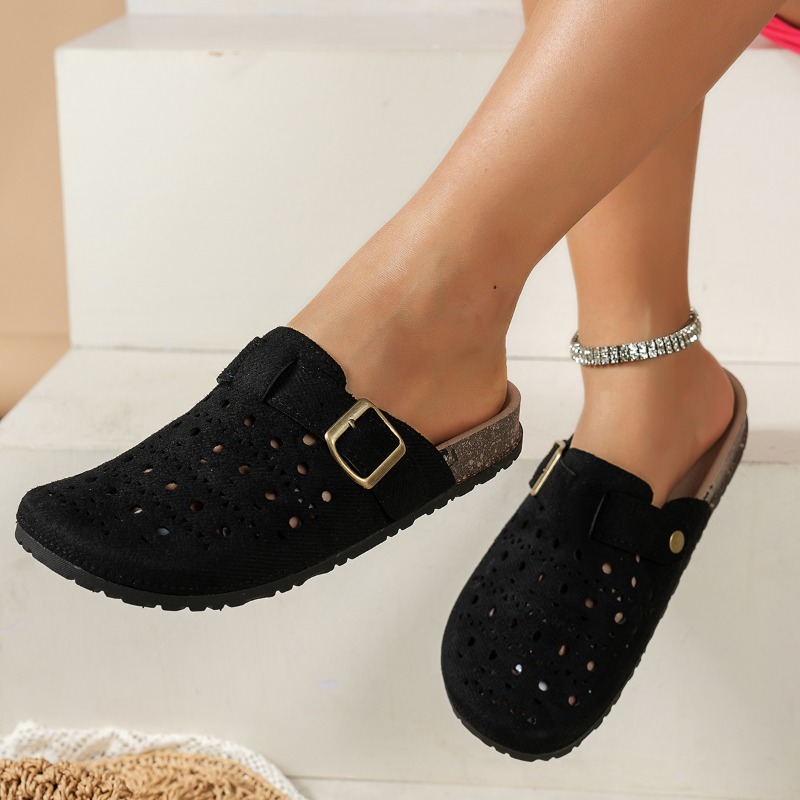 여성용 스웨이드 레이저 컷아웃 버클 뮬 샌들 라운드 토 - Women Shoes Size 7 리뷰 및 가격