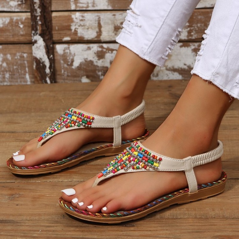여름 여성 플러스 사이즈 로마 샌들 여성 오픈토 플랫  - Thong Flat Sandal 리뷰 및 가격