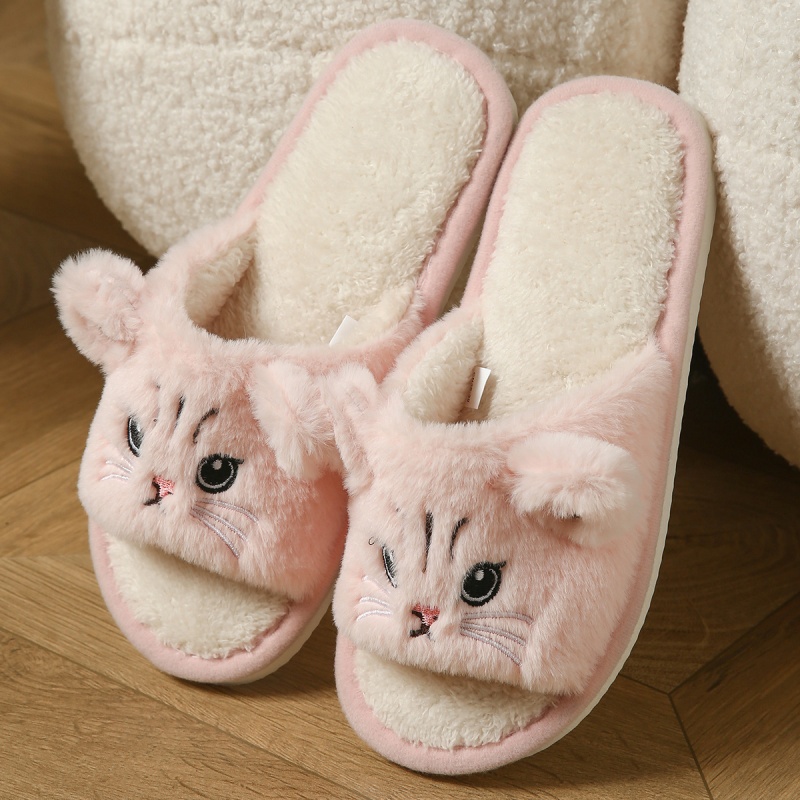 귀여운 고양이 디자인 플러시 플립플랍, 여성용 남성용  - Thong Flat Sandal 리뷰 및 가격