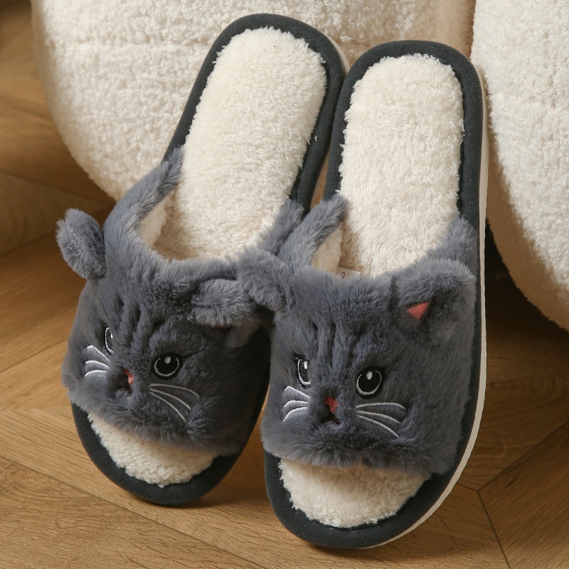 귀여운 고양이 디자인 플러시 플립플랍, 여성용 남성용  - Thong Flat Sandal 리뷰 및 가격