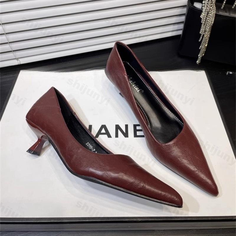여성용 하이힐 특허 가죽 뾰족한 우아한 프랑스 섹시한  - Women'S Shoes Burgundy 리뷰 및 가격