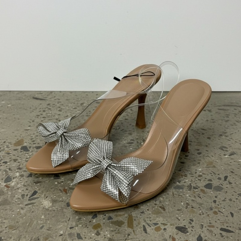 투명 PVC 라인스톤 리본 힐 여성용 뾰족코 슬링백 하 - Clear Strap Heel 리뷰 및 가격