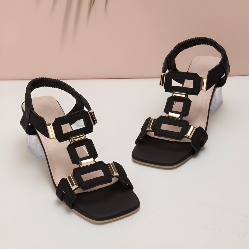 패션 플러스 사이즈 심플 엘레강스 블록 힐 샌들 여성용 - Clear Strap Heel 리뷰 및 가격