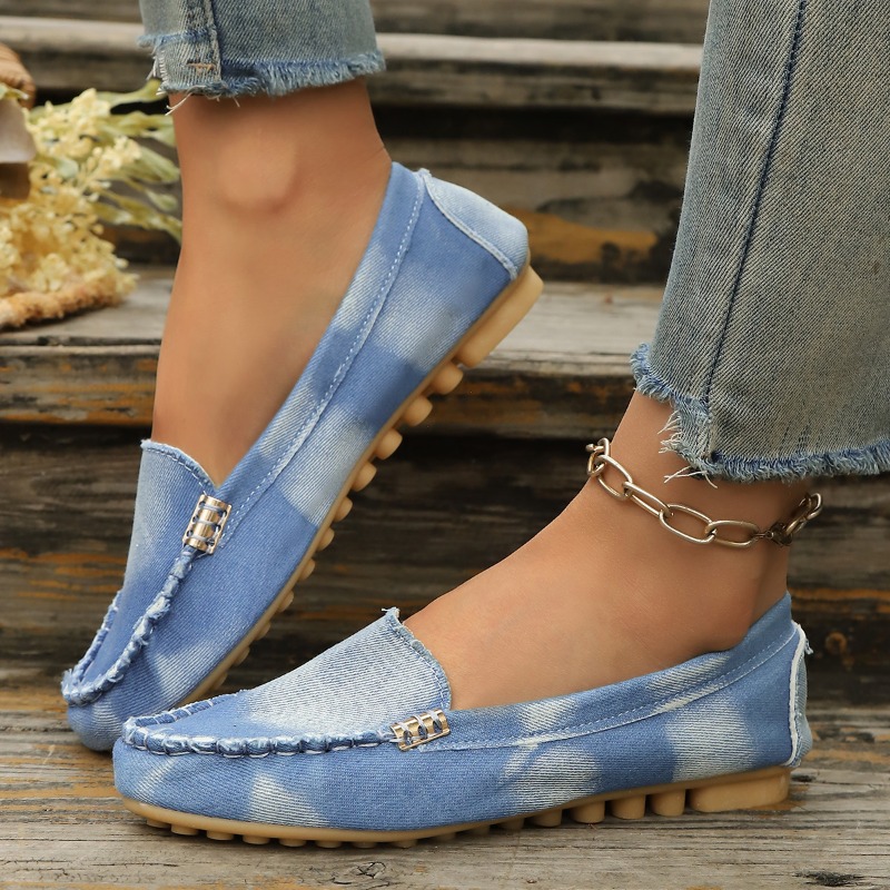 패션 라이트 블루 데님 모카신 슬립온 플랫 로퍼 메탈  - Women Shoes Loafers 리뷰 및 가격