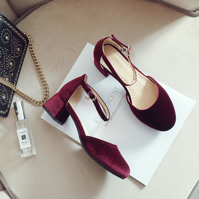 벨벳 벨루어 그린 버건디 클로즈드 토 여성 여름 메리  - Women'S Shoes Burgundy 리뷰 및 가격
