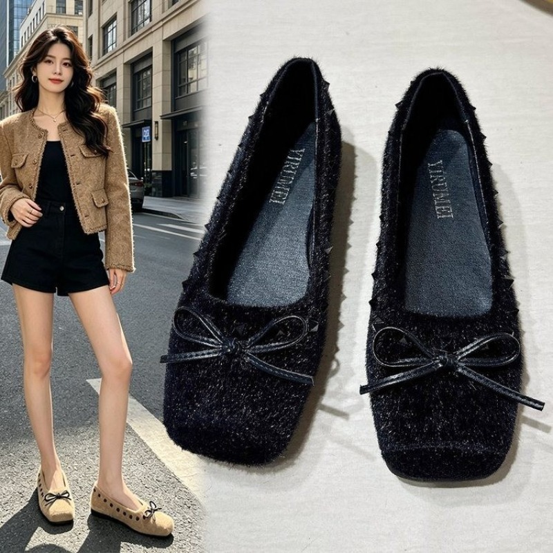프렌치 스타일의 사각코 플랫 슈즈, 여성용 얕은 굽의  - Women Shoes Loafers 리뷰 및 가격
