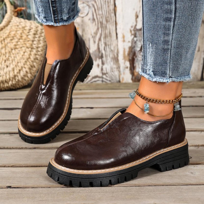 레트로 영국 스타일 여성화 봄 가을 굽 높은 싱글 슈즈 - Women Shoes Loafers 리뷰 및 가격