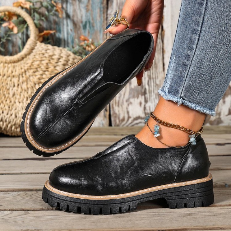 레트로 영국 스타일 여성화 봄 가을 굽 높은 싱글 슈즈 - Women Shoes Loafers 리뷰 및 가격