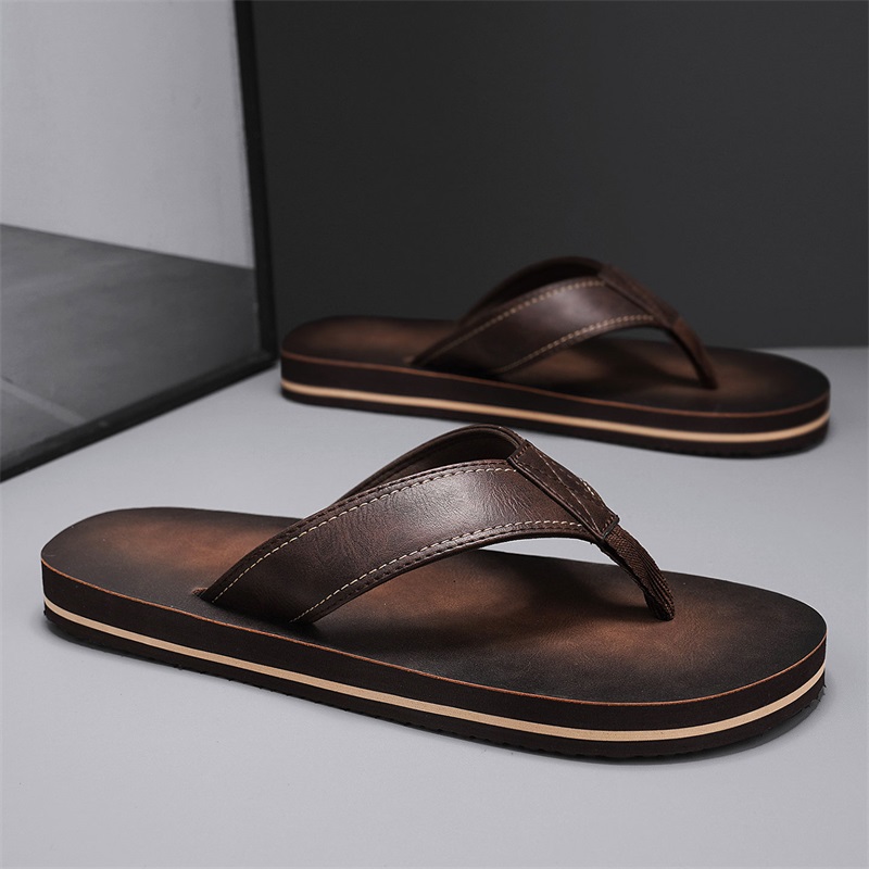 남성용 빈티지 워싱 인조 가죽 플립플랍, 스티치 스트랩 - Thong Flat Sandal 리뷰 및 가격