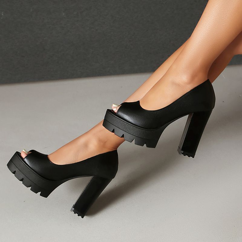 리브 캣 블랙 섹시 여성 샌들, 오픈토 11cm 블록  - Women'S Shoes Extended Sizes 리뷰 및 가격