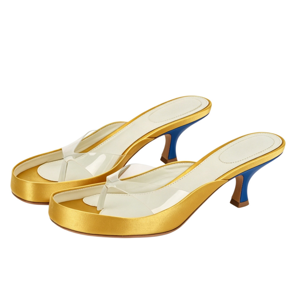 여성용 골드 새틴 끈 샌들, 투명 PVC 스트랩, 스퀘 - Clear Strap Heel 리뷰 및 가격