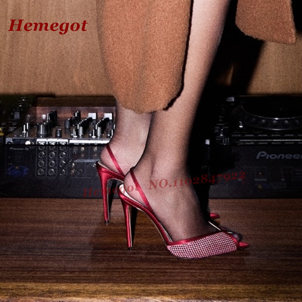여성용 버건디 새틴 메쉬 슬링백 힐 포인티드 토 피프  - Women'S Shoes Burgundy 리뷰 및 가격