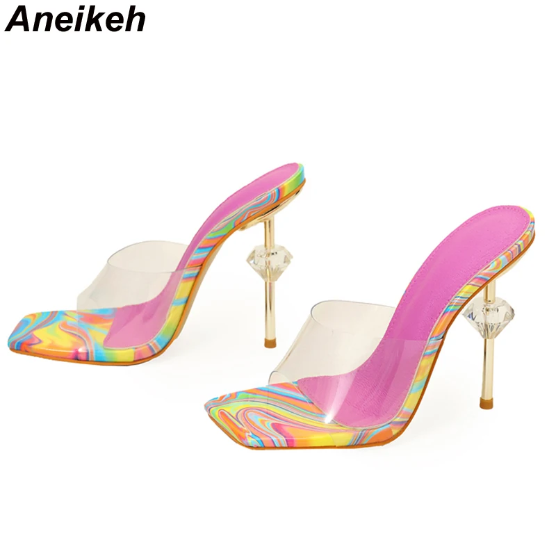 Aneikeh-신상품, 섹시하고 이상한 투명 힐 슬리퍼 - Clear Strap Heel 리뷰 및 가격